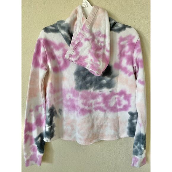 Justice Pink Peach Tie Dye Glitter Sparkle Logo Girls’ Pullover Hoodie Size 8 - Picture 3 of 3